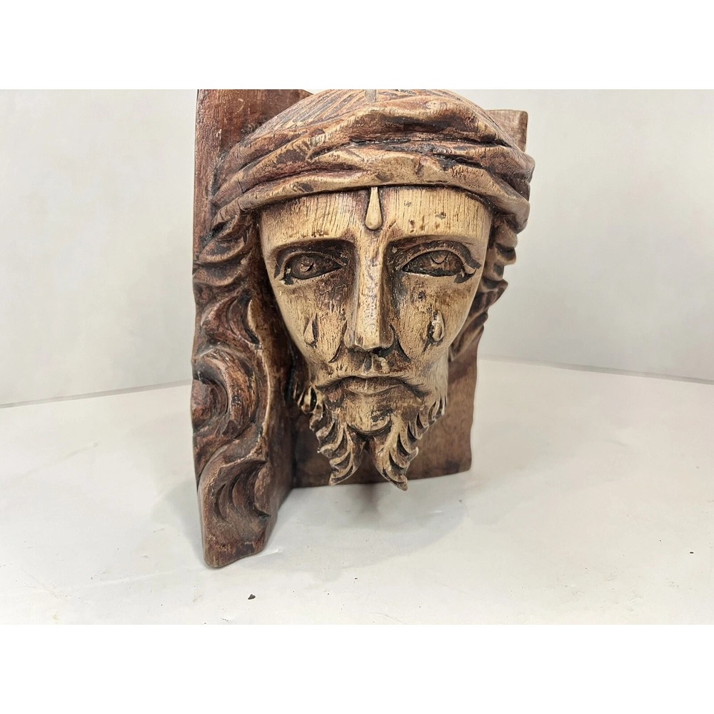 Jesus Christ Wooden Religious Hand Wood Carved Christian Folk Art Statue Vtg